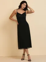 Strappy Mesh Cowl Dress