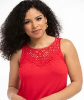 Eco-Friendly Sleeveless Crochet Trim Top