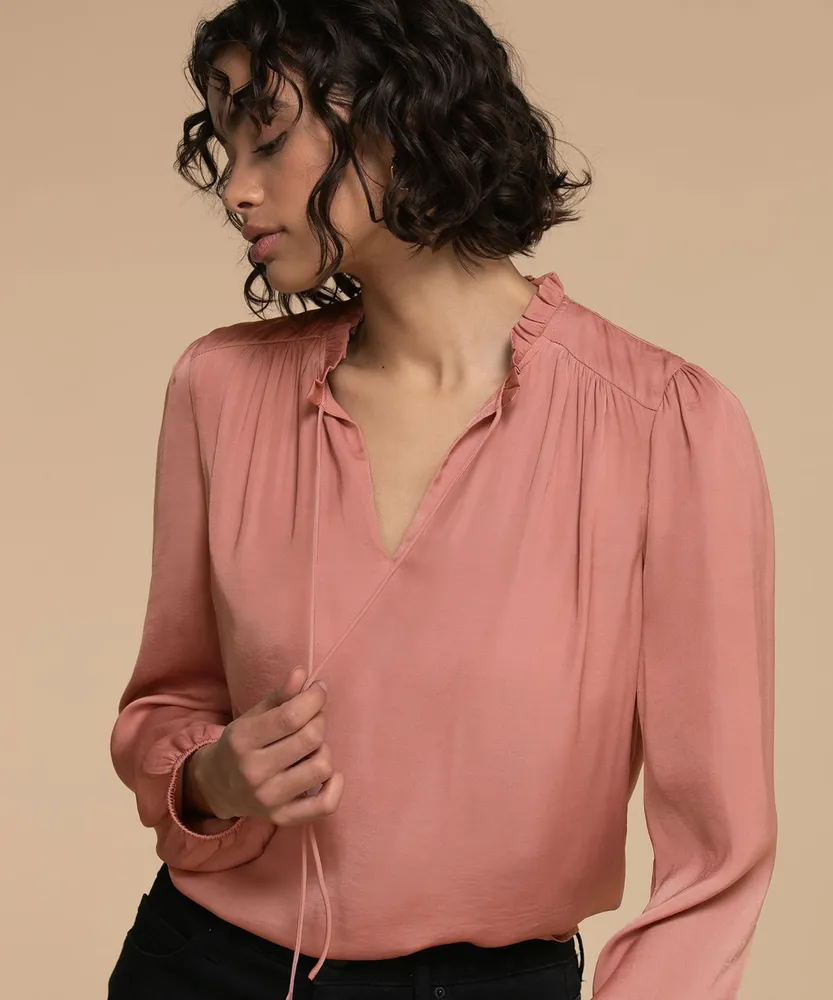 Long Sleeve Tie Neck Blouse
