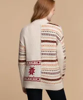 Eco-Friendly Mock Neck Fair Isle Sweater