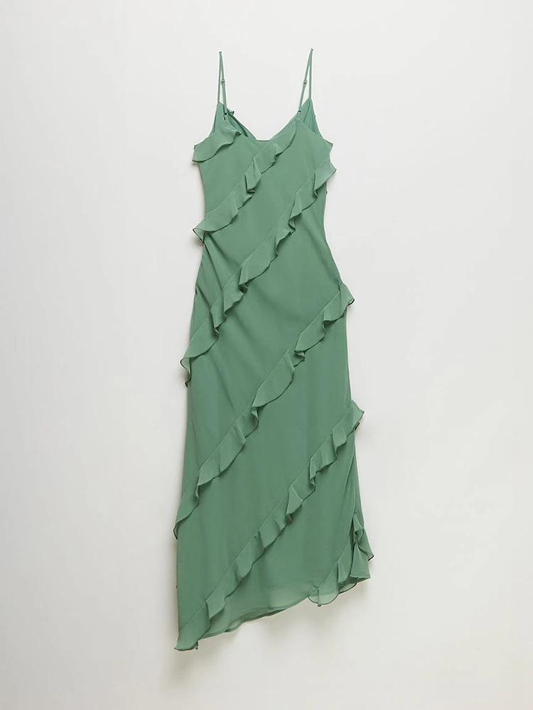 Chiffon Ruffle Maxi Dress