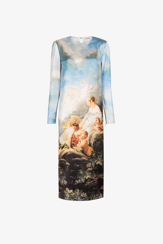 Graphic-print mid-length dress