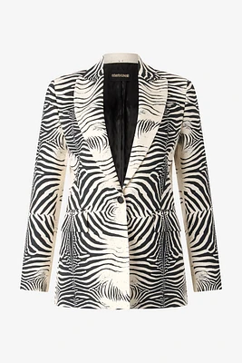 Blazer With White Tigress Print