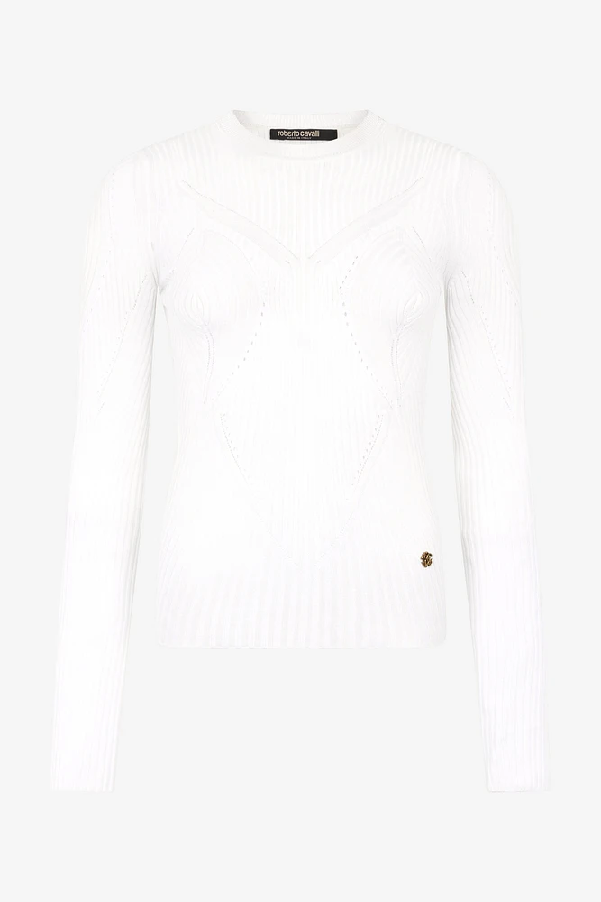 Wall Print Ribbed Sweater