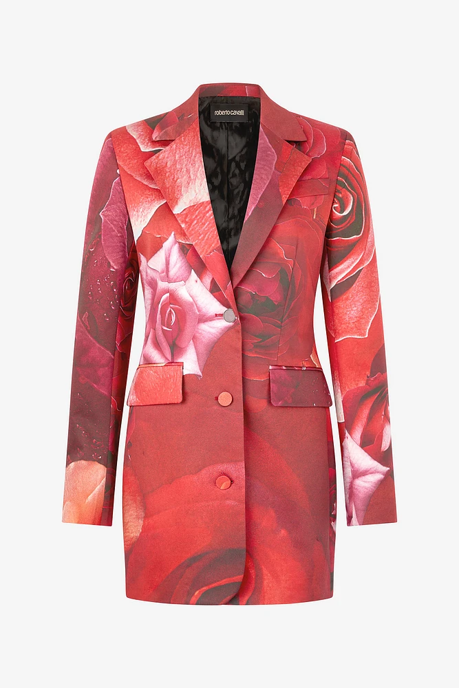 Long Blazer With Rose Print