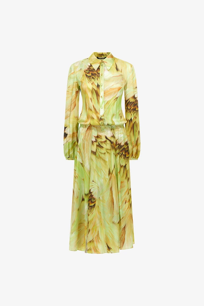 Long dress Plumage print