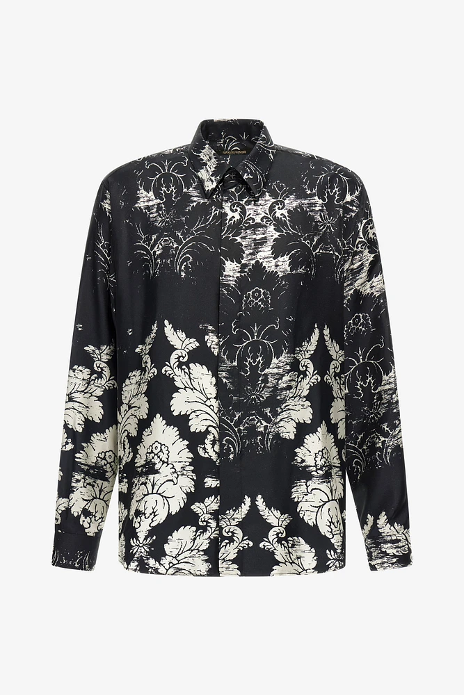 Broccato Print Silk Shirt
