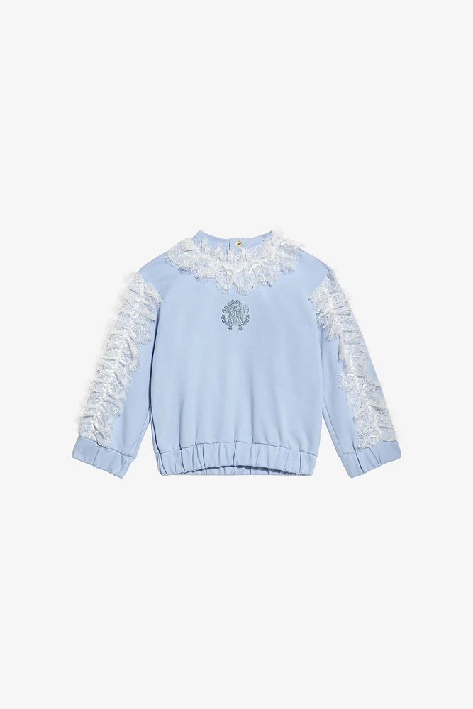 Sweatshirt With RC Monogram And Lace