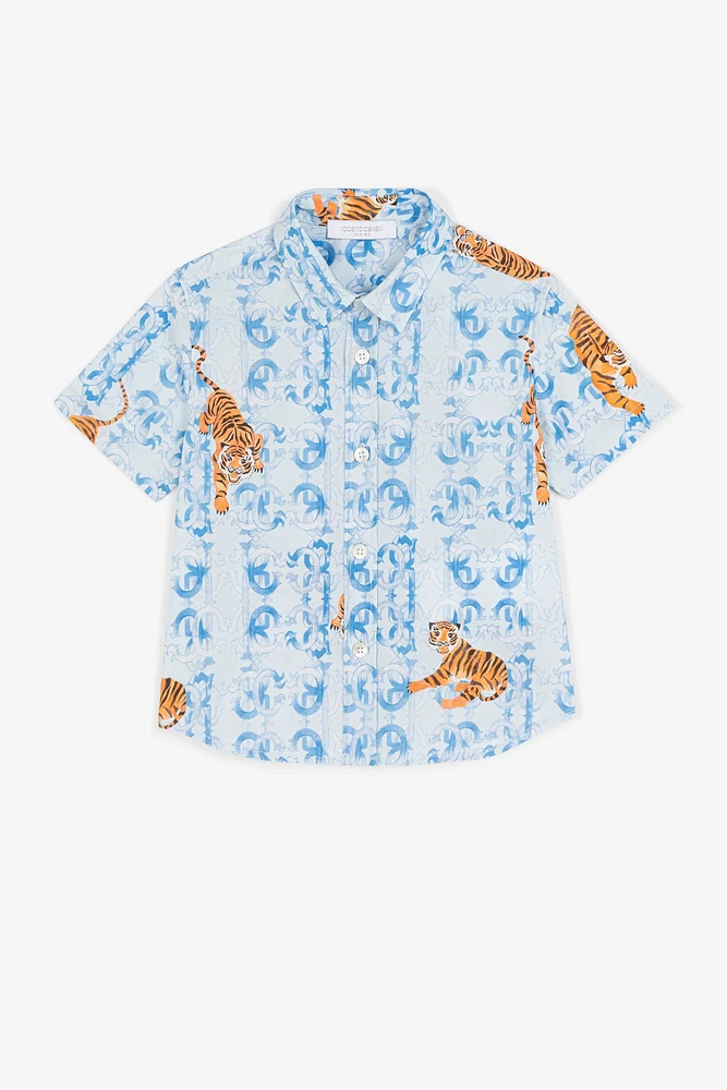 Tiger logo-print short-sleeved shirt