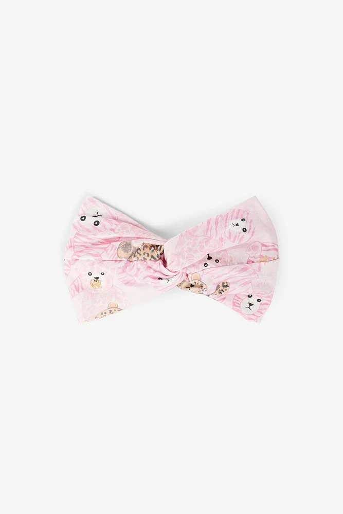 Teddy Bear-Print Twist Headband