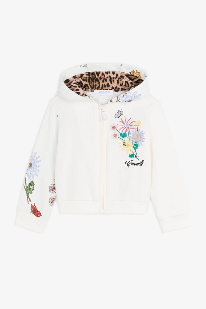 Floral-Print Cotton Hoodie
