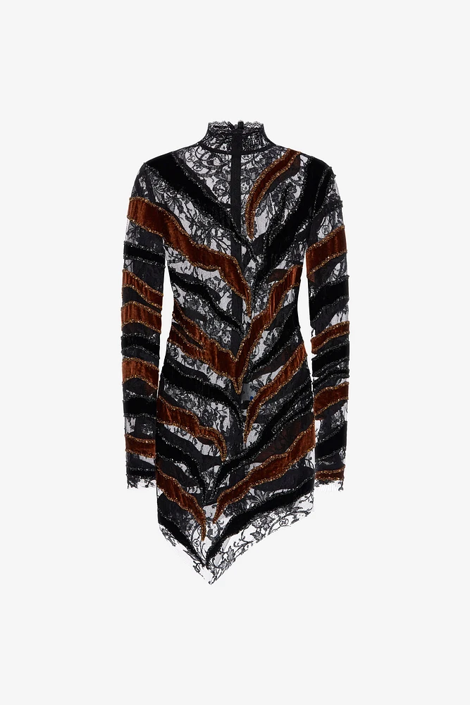 Embroidered dress with inserts