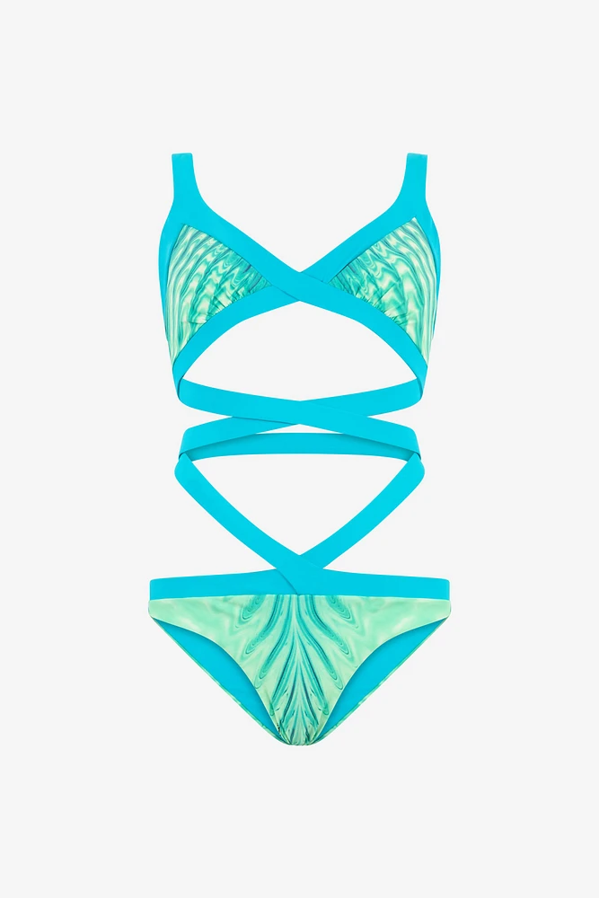 Trikini With Optical Glass Print