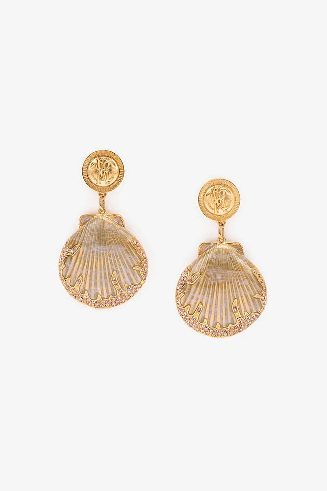 Earrings With Shells And Crystals