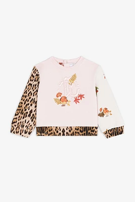 Bird And Leopard-Print Cotton Sweatshirt