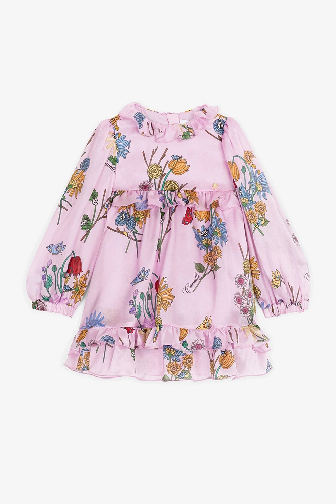 Floral-Print Silk Dress