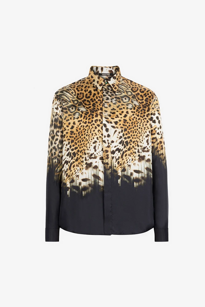 Leopard-Print Silk Shirt