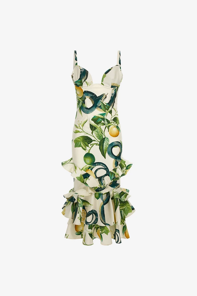 Lemon print midi dress