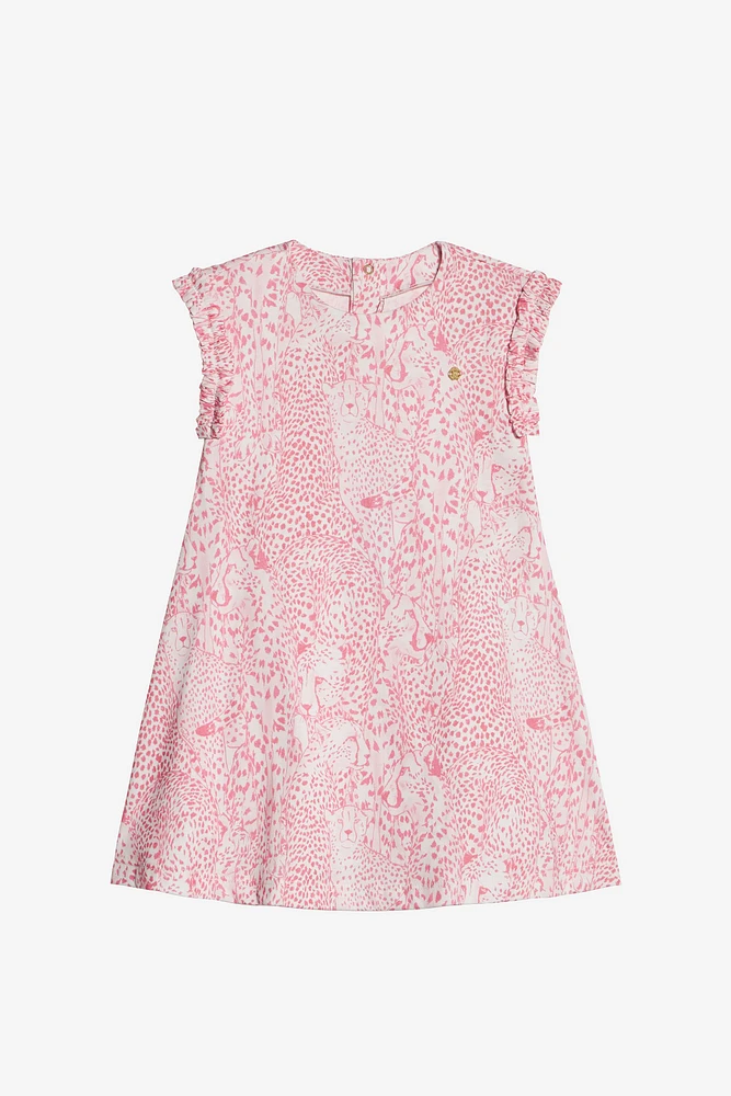 Cotton Dress With Cheetahs And Cheetah Skin