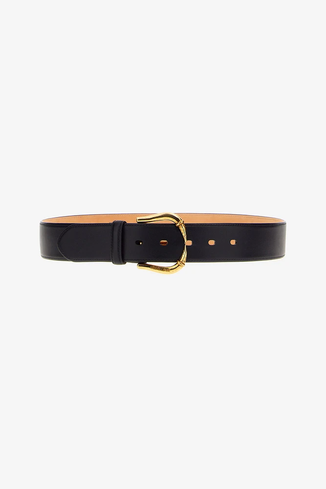 Leather belt with buckle