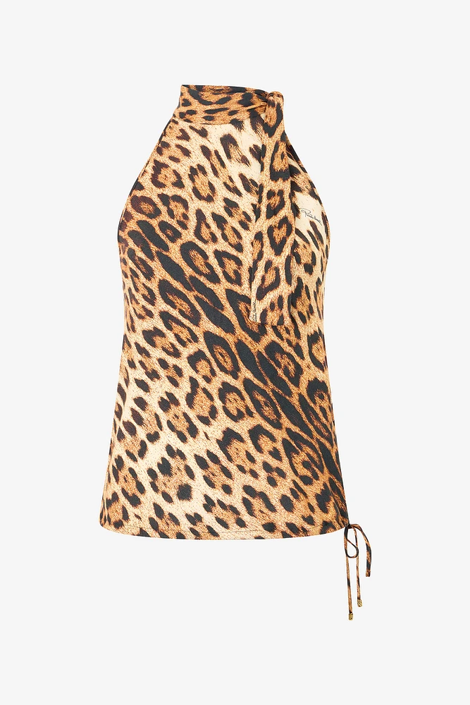 Halterneck Top With Jaguar Skin Print