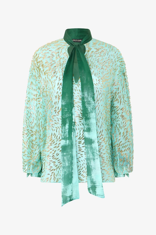 Silk-Blend Blouse With Radiant Pattern