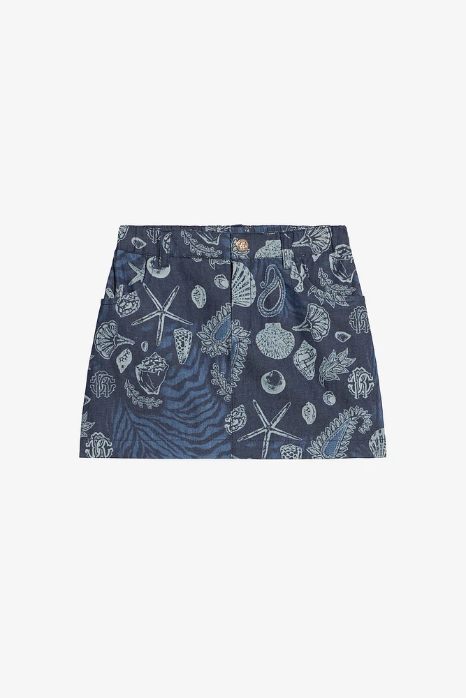 Miniskirt With Marine Print