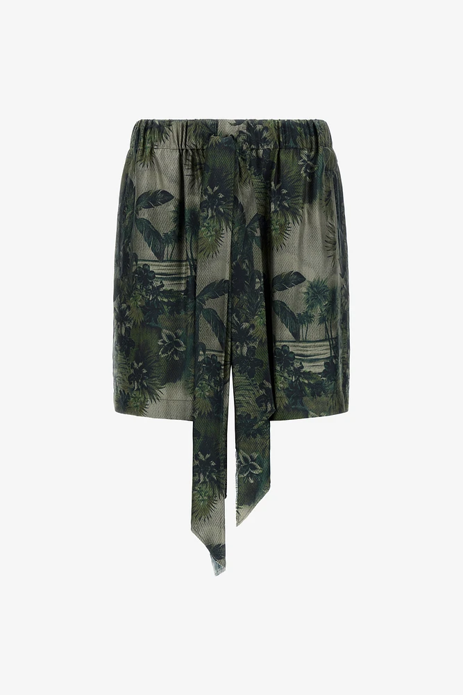 Shorts with Green Hawaii print
