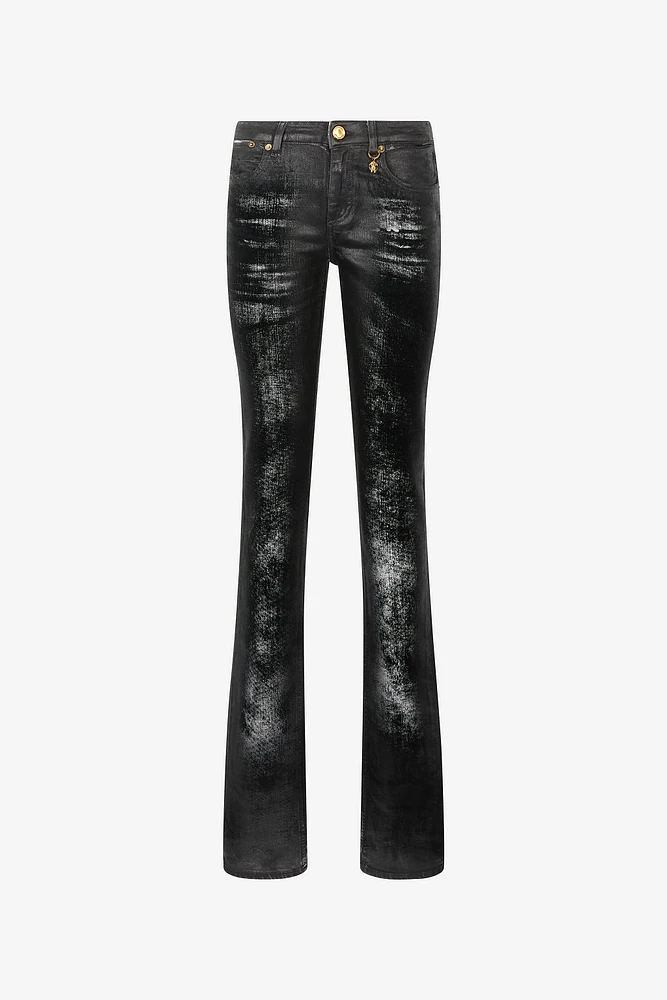Distressed-Effect Python Skin Jeans