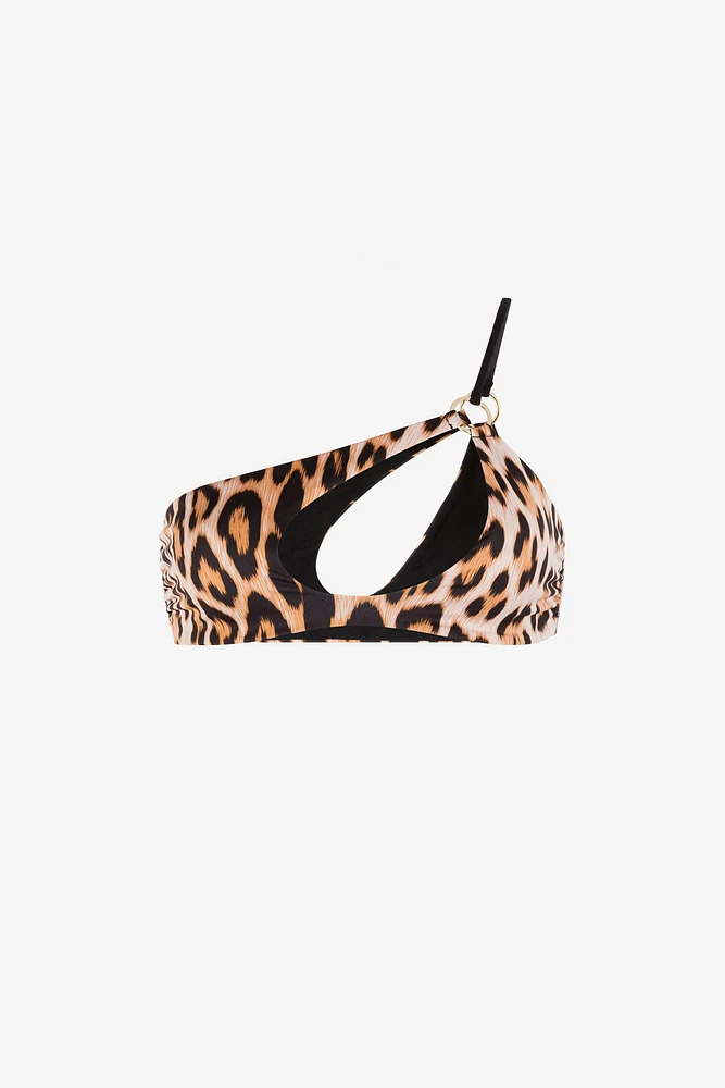 Leopard-print bikini top