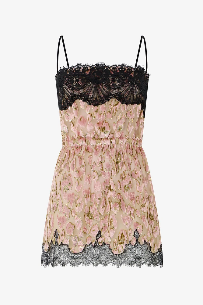 Silk Mini Dress With Lace Inserts