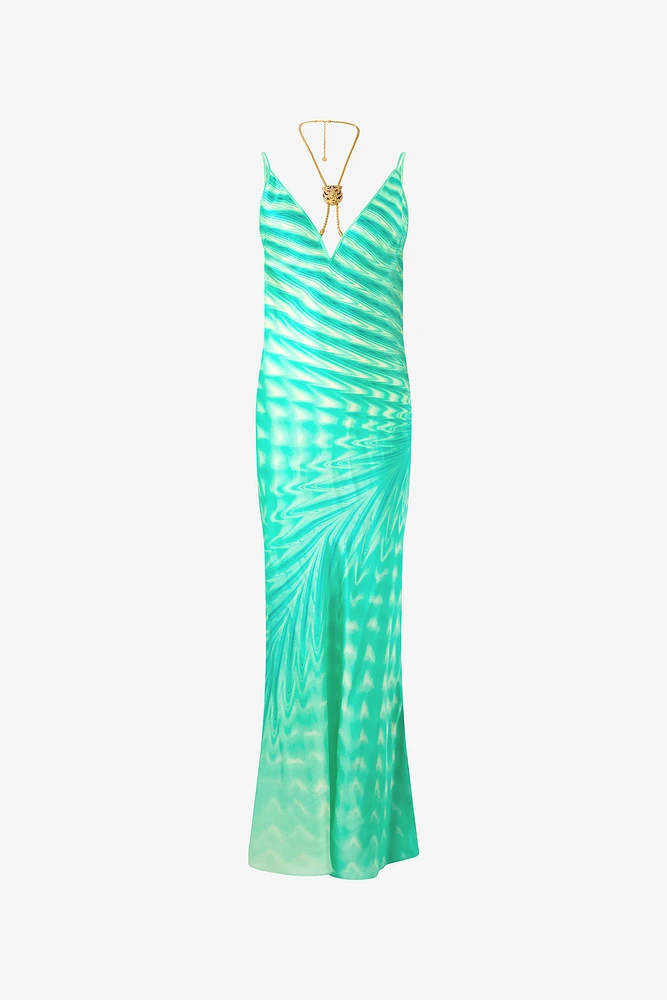 Dress With Psychedelic Print And Necklace