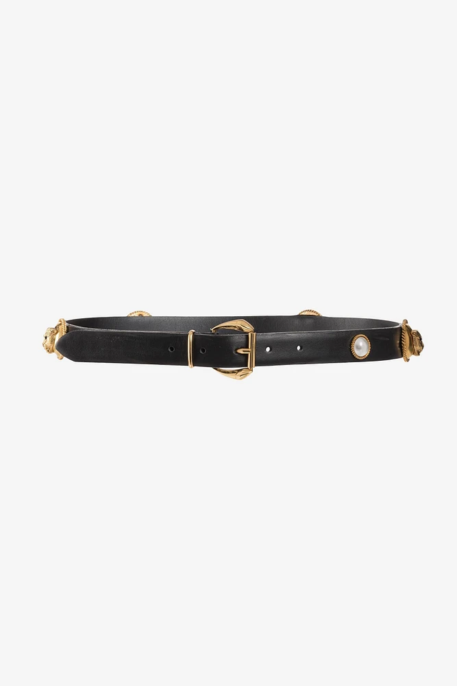 Panther Head Leather Belt