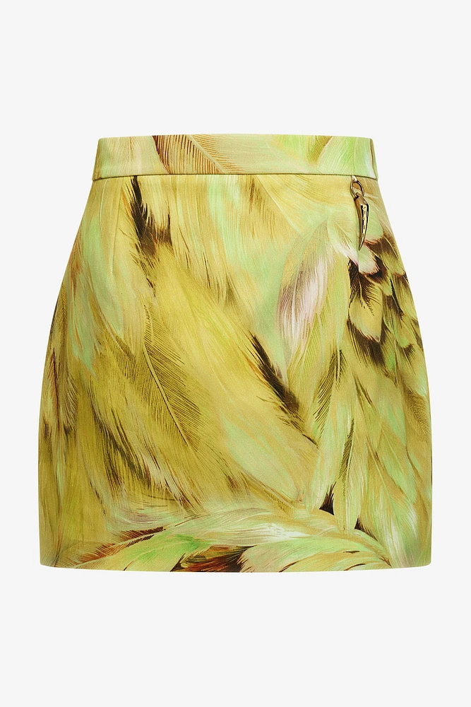 Plumage Print Mini Skirt