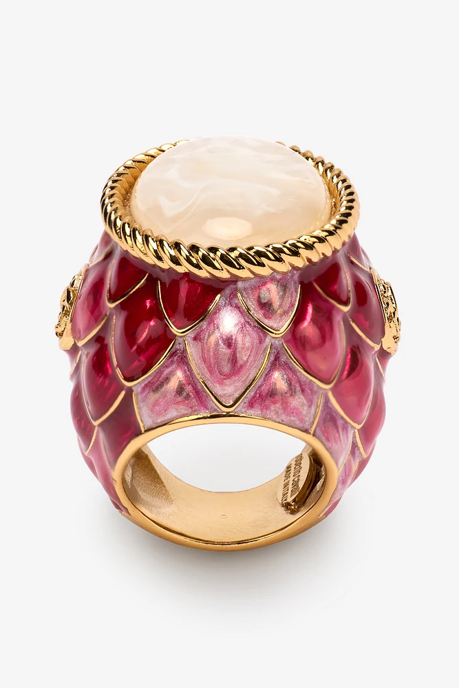 Cocktail Ring With Scales And Gem
