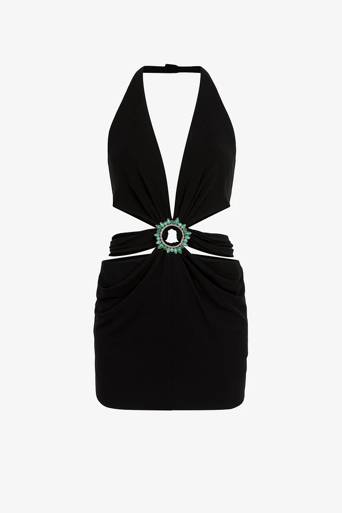 Embellished Cut-Out Mini Dress