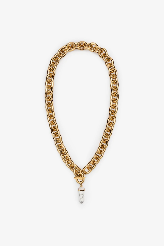 Chain necklace with stone pendant