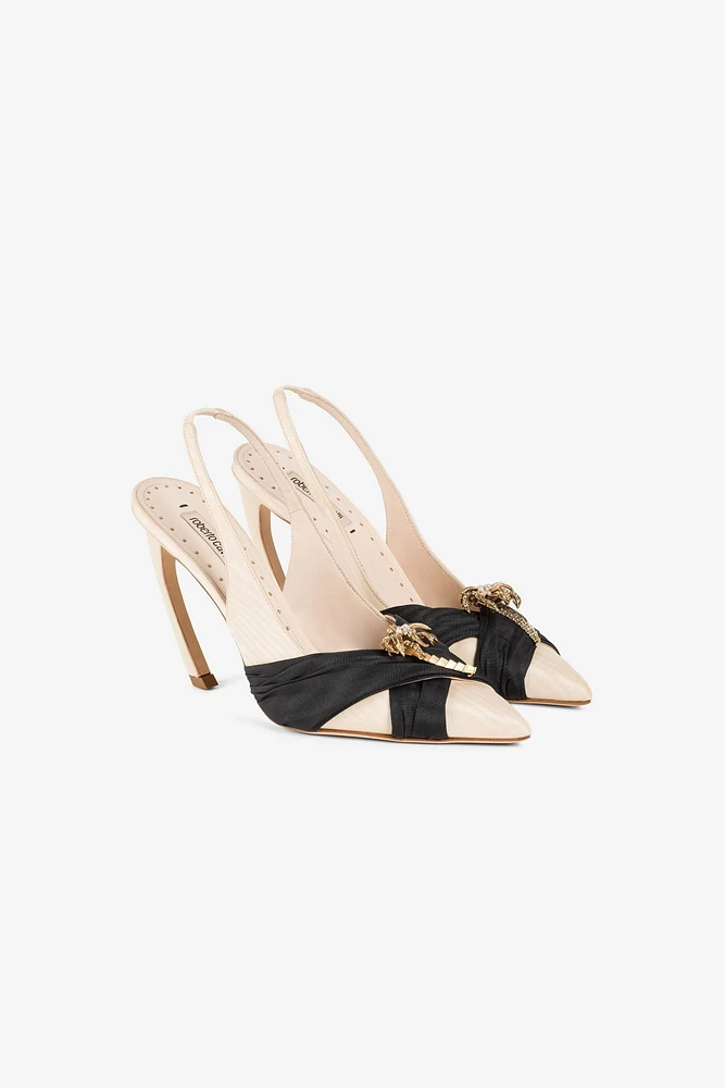 Palm-tree Tiger-Tooth slingback pumps