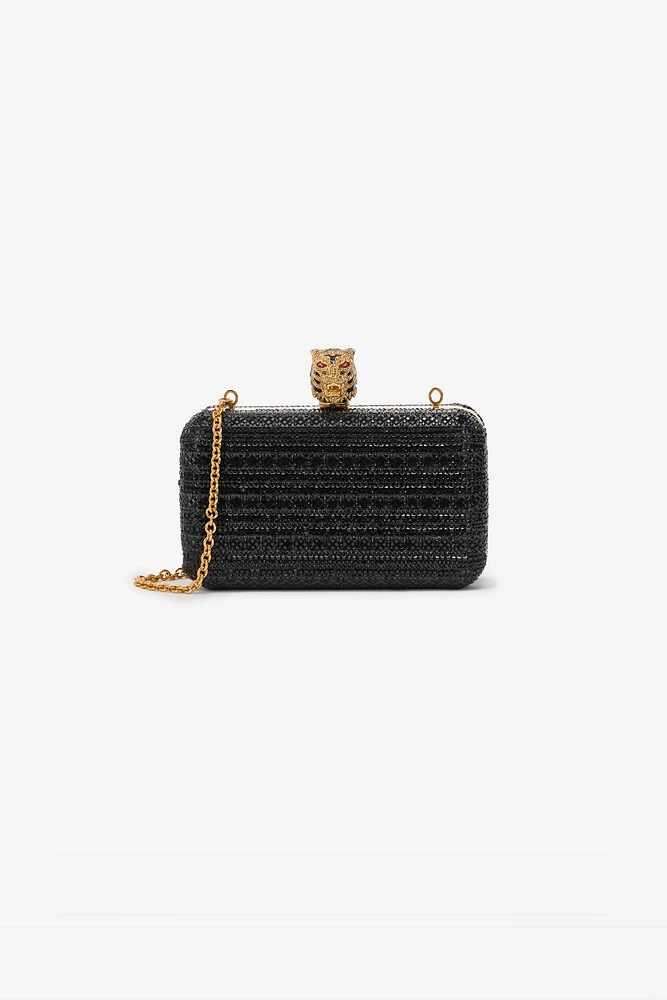 Clutch With Rhinestones And Tigers