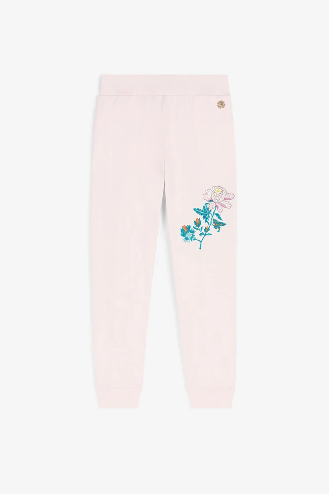 Flower-Embroidered Cotton Sweatpants