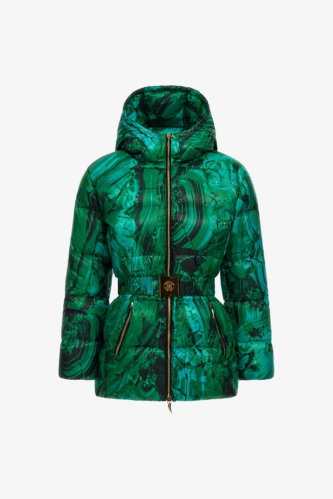 Malachite Print Puffer Jacket
