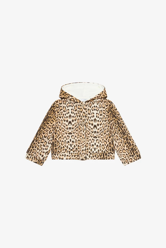 Hooded Sweatshirt With Jaguar Skin Print