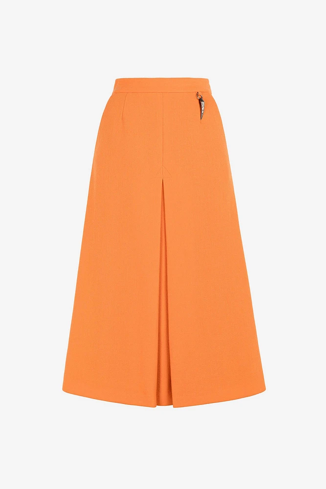 Flared wool skirt with fang pendant
