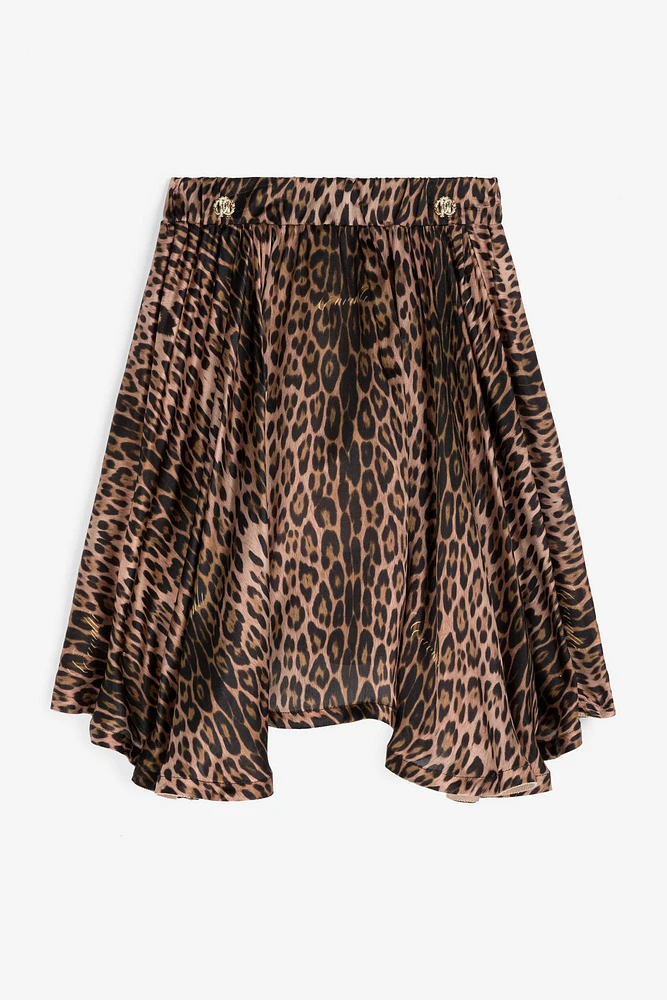 Jaguar-Print Silk Skirt