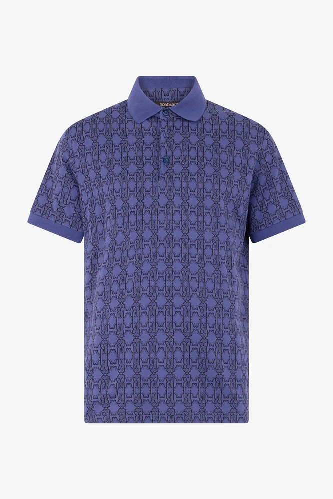 Purple Geometric Print Polo Shirt
