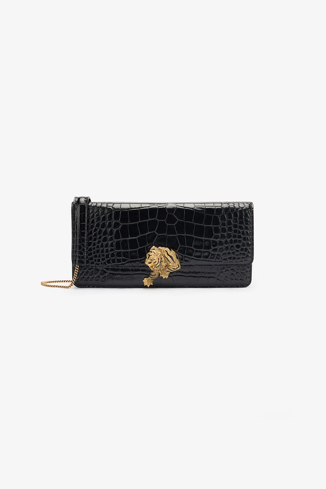 Long Crocodile-Print Roar Clutch