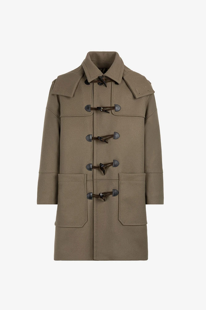 Detachable-hood duffle coat