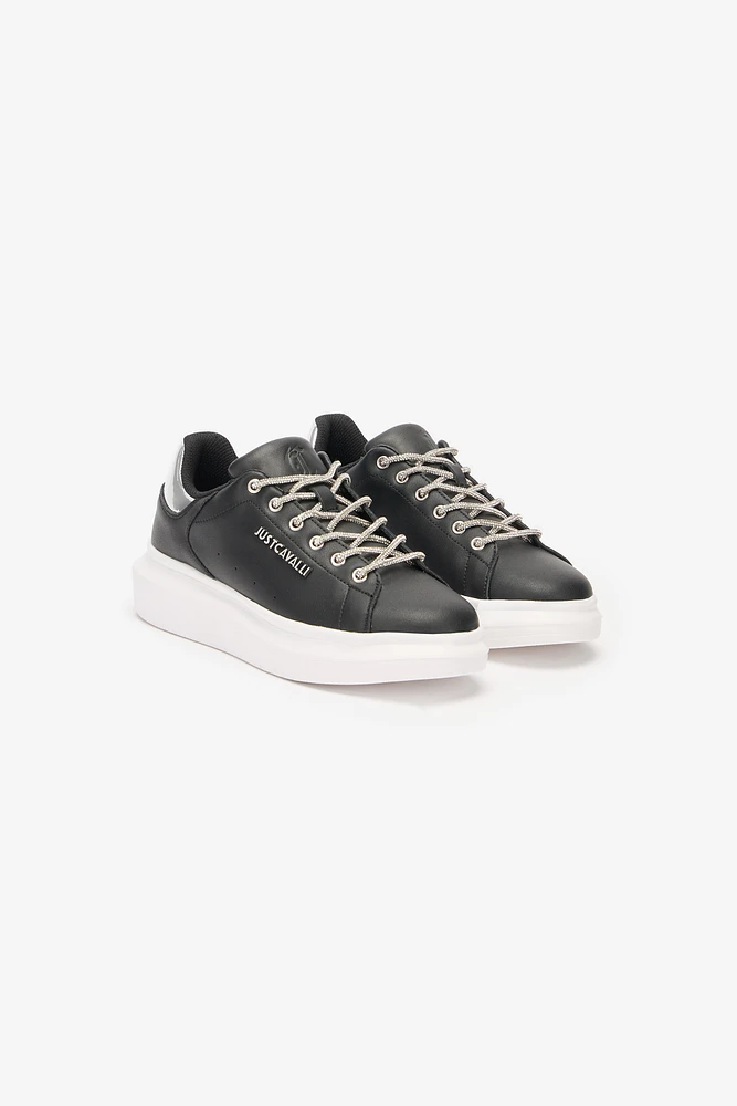 Lace-Up Sneakers With Rhinestones