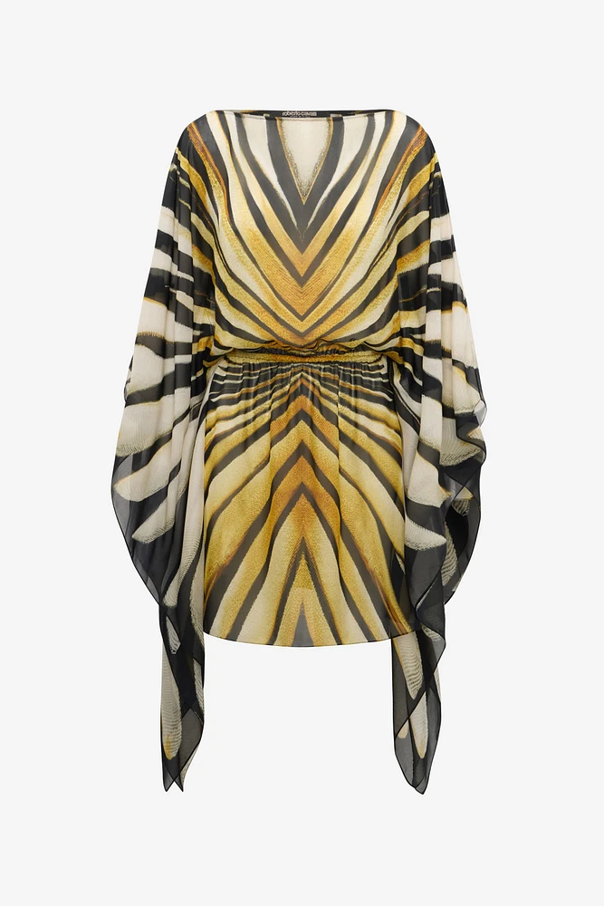 Ray Of Gold Print Kaftan Dress Silk