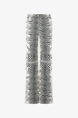 Stretch Cotton Pants With White Tigress Print